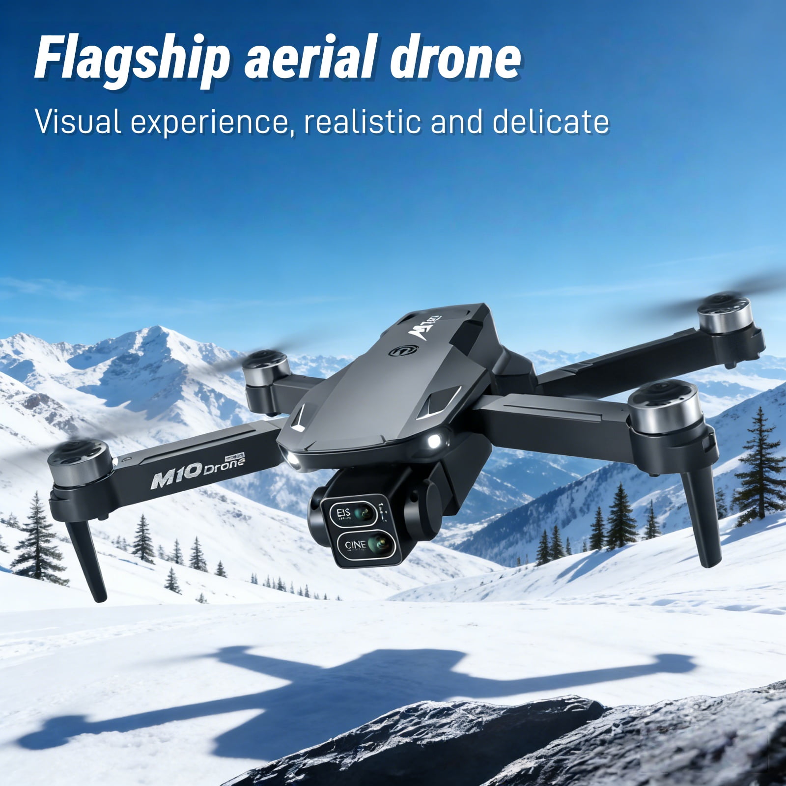 Foldable Dual-Camera Drone with Brushless Motor, Optical Flow Positioning, 4K HD FPV, Long Flight Time with 2 Batteries, Remote Control – Black.