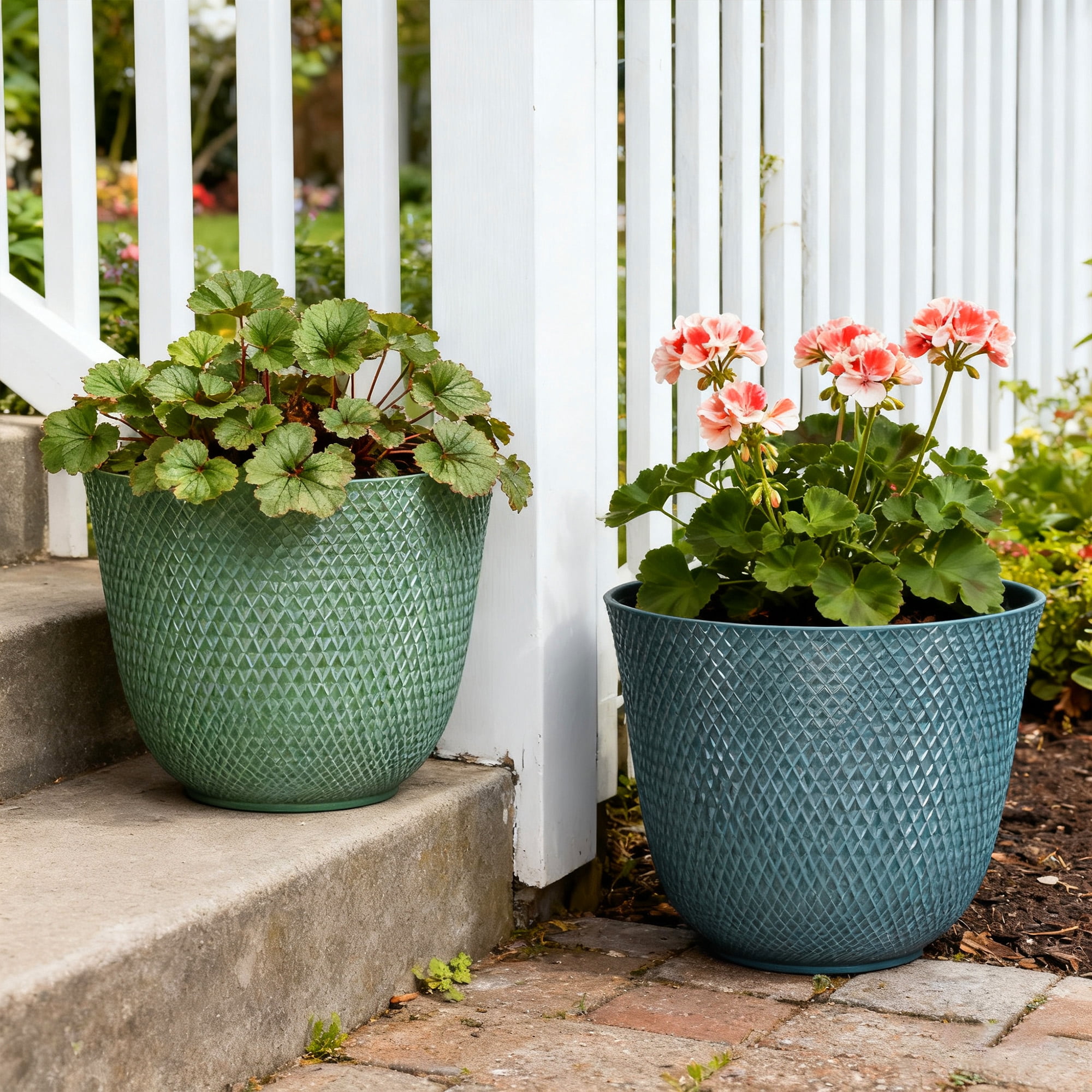 Better Homes & Gardens Lora Green Recycled Resin Planter 12.1in x 9.8in