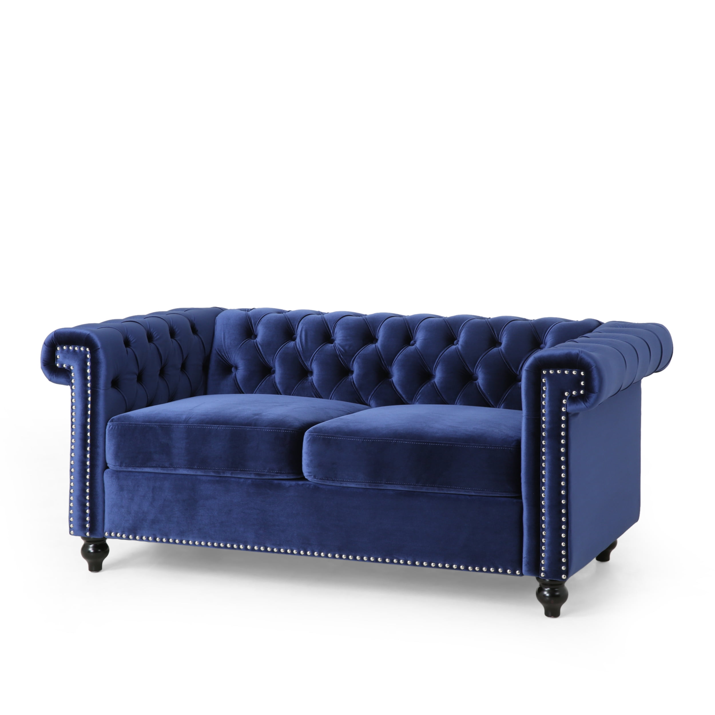 Details about   Melaina Chesterfield Button Tufted Scroll Arm Velvet Loveseat with Nailhead Trim 