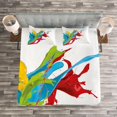 thumbnail image 3 of Ambesonne Colorful Quilted Bedspread Set 3 Pcs, Surreal Digital Paint, King Size, Multicolor, 3 of 3