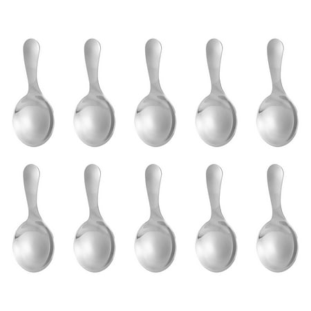 

10 Pcs Stainless Steel Short Handle Spoons Mini Salt Spoons Condiments Spoon Dessert Spoon Tea Coffee Spoons Silver