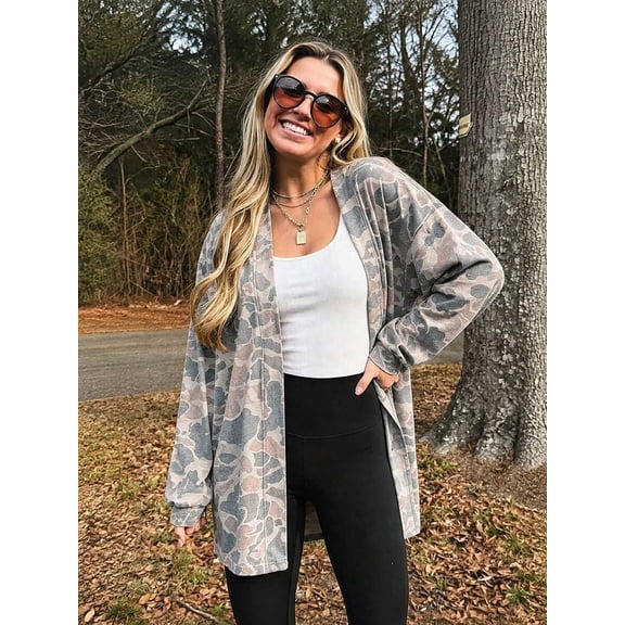 Women Open Front Long Cardigan, Long Sleeve Loose Jacket, Casual Spring Autumn Clothes