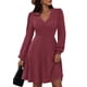 thumbnail image 1 of Vestido PRETTYGARDEN Otoño 2025 Cuello en V Manga Larga Rojo Vino 2XL, 1 of 8