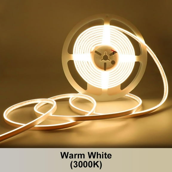 Free Cuttable COB LED Neon Strip Light Waterproof IP68, 12V 16.4ft 3000K Silicone Flexible DIY LED Tape Light for Outdoor Bathroom Swimming Pool Decoration (Without Power Supply)