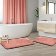 thumbnail image 2 of Set of 2 Small Clara Clark Bath Mat Bathroom Rug - Absorbent Memory Foam Bath Rugs - Non-Slip, Cozy Velvet Feel Microfiber Bathrug, Plush Shower, Toilet- Floor Bathmats Carpet - Misty Rose - 17"x24", 2 of 6