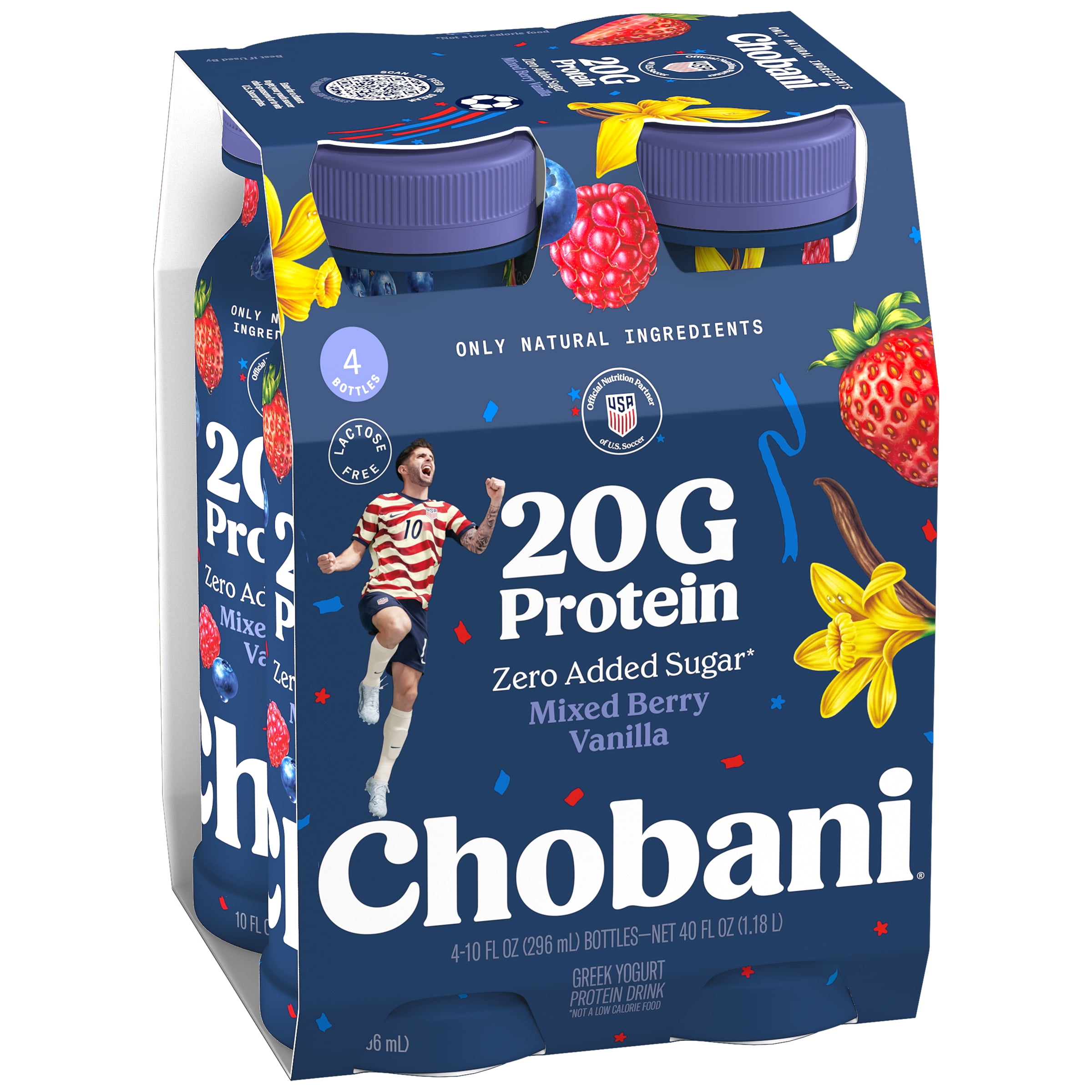 Chobani Complete Lowfat Greek Yogurt Drink Mixed Berry Vanilla 10 fl oz 4PK