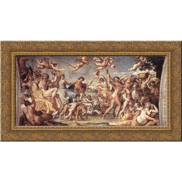 Triumph of Bacchus and Ariadne 24x14 Gold Ornate Wood Framed Canvas Art by Annibale Carracci Triumph of Bacchus and Ariadne 24x14 Gold Ornate Wood Framed Canvas Art by Annibale Carracci