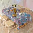thumbnail image 4 of Red Floral Square Pattern Rectangle Tablecloth 60"x102",Waterproof Polyester Rectangle Table Cloth, Wipeable Spillproof Polyester Tablecloth for Dining, Camping, Indoor and Outdoor, 4 of 6