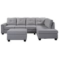 thumbnail image 6 of Euroco Reversible Sectional Sofa 6 Seat Couch with Storage Ottoman, L-shape Sofa with Rivet for Living Room, Light Gray, 6 of 9
