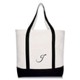 thumbnail image 2 of DALIX 22" Canvas Personalized Tote Bag Black - J, 2 of 8
