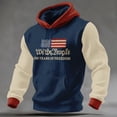 thumbnail image 2 of 4th of July Hoodie Men 250 Anniversary USA Sweatshirt Long Sleeve Waffle Knit Tops Patriotic Print Casual Pullover with Pocket, 2 of 3