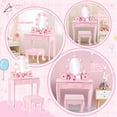 thumbnail image 3 of MIUUKA Ensemble Coiffeuse et Chaise pour Enfants, Coiffeuse de Princesse en Bois avec Miroir Éclairé, Tabouret, Tiroir de Rangement et Compartiments, Coiffeuse de Jeu d'Imitation, Rose, 3 of 8