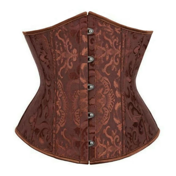WZXFASHION Plus Size Victorian Style Corset Tummy Control Waist Trainer Coffee S