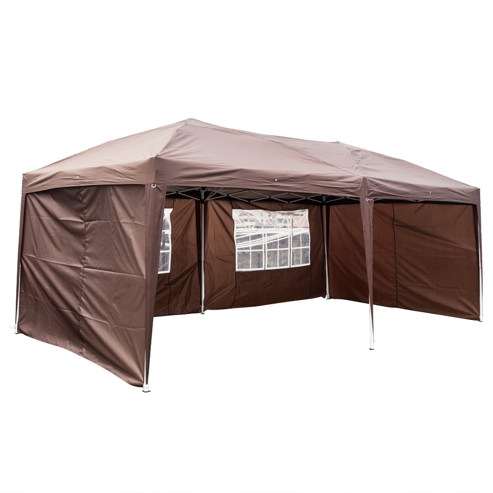 Kadyn Four Sides Camping Tent, Camping Shelters for Wedding, 10' x 20' double-window practical waterproof folding tent With 2 windows, Dark Coffee Kadyn Four Sides Camping Tent, Camping Shelters for Wedding, 10' x 20' double-window practical waterproof folding tent With 2 windows, Dark Coffee