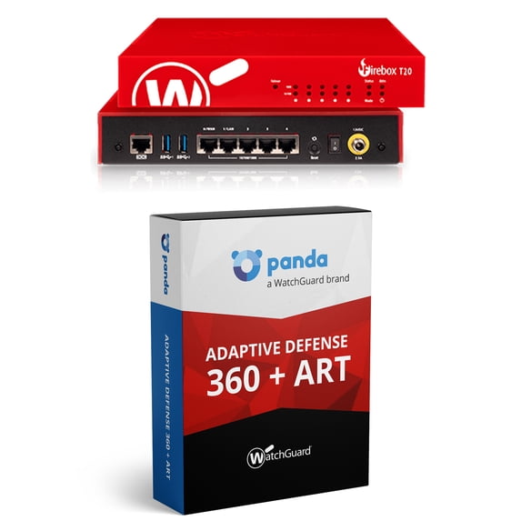 WatchGuard Firebox T20 Network Security Firewall + Standard Support 1YR and Panda Adaptive Defense 360 + Art Endpoint Protection Detection Response 1YR 10 User Bundle (WGT20001-WW+WGA3A011-10)