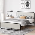 thumbnail image 2 of Full Size Bed Frame, Metal Bed Frame with Curved Upholstered Headboard and Footboard, Platform Bed Frame with Strong Slats Support, No Box Spring Needed, 2 of 6