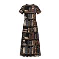 thumbnail image 6 of Uourmeti Girl's Short Sleeve Dress Books Print Round Neck Loose Casual Long Maxi Dress with Pockets Flowy Cute Outfits, Size 5-6 Years, 6 of 7