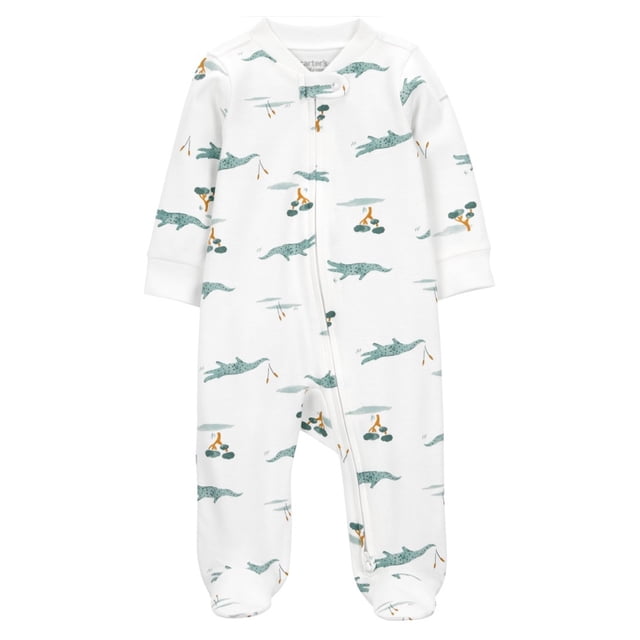 Mameluco Child of Mine para Bebé Niño 1 Pieza con Estampado de Cocodrilos Blanco Talla 0-3 Meses