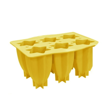 

6-Cavity Popsicle Maker Silicone Homemade Reusable Easy Release Ice Pop Mould Yellow Type 3