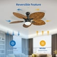 thumbnail image 3 of Dextrus 52in palm leaf ceiling fan with light and Remote, 5 Leaf Blades Energy-efficient tropical ceiling fan for Outdoor, Indoor - Brown, 3 of 8