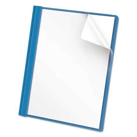 Clear Front Report Cover, Prong Fastener, 0.5" Capacity, 8.5 X 11, Clear/light Blue, 25/box | Bundle of 5 Boxes