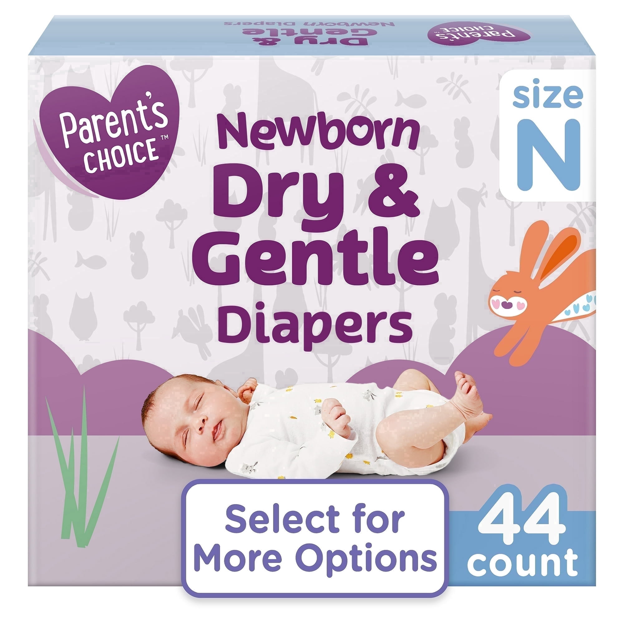Dry & Gentle Diapers Size N, 44 Count