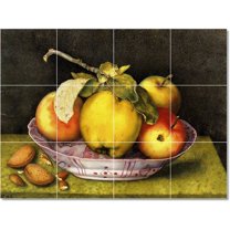 Ceramic Tile Mural-Giovanna Garzoni Fruit Vegetables Painting 13. 24" w x 18" h using (12) 6 x 6 ceramic tiles