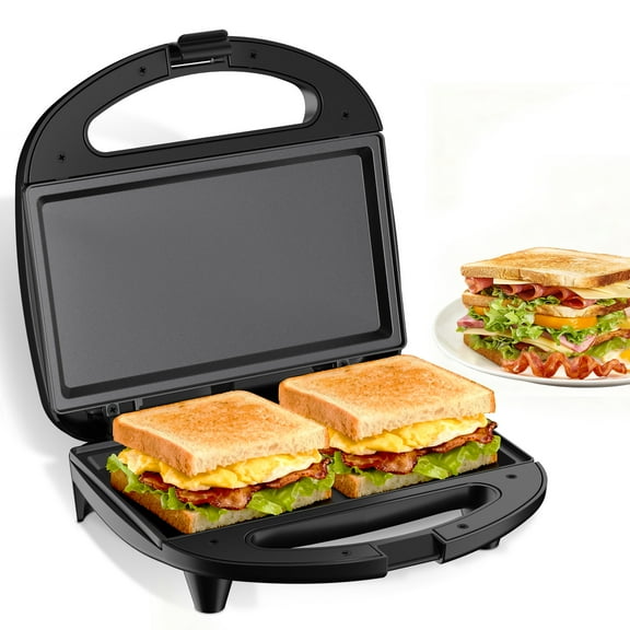 Electric Sandwich Maker, 750W Panini Sandwich Maker, with Non-stick Flat Plates LED Indicator Lights, Thermostat Control, Cool Touch Handle, Compact Sandwich Maker Perfect for Cooking Breakfast