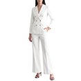 thumbnail image 2 of INSPIRE CHIC Women 2 Piece Pant Suits Set Long Sleeve Double Breasted Blazer Pants Large White, 2 of 5