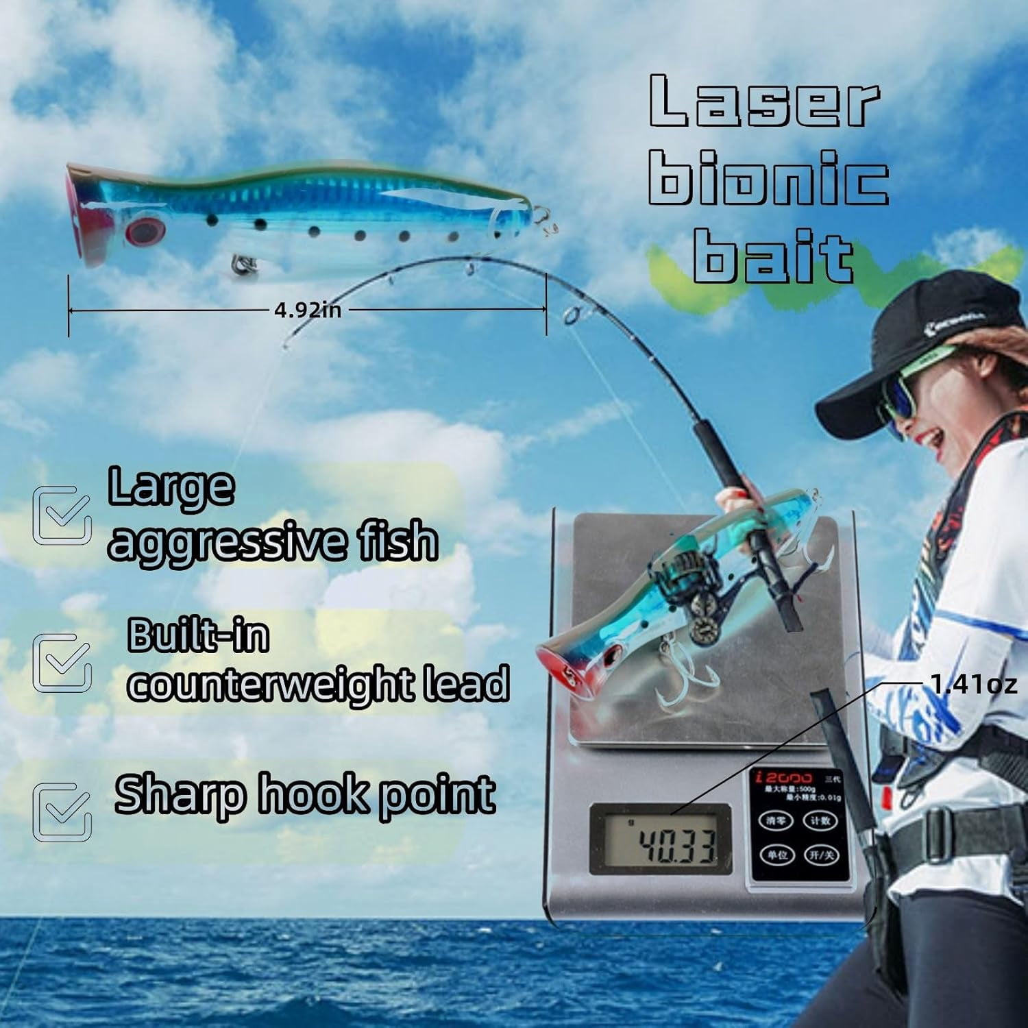 ABPETE fishing lures,Saltwater Hard Lures ,Deep Diver Trolling Baits for Marlin & Tuna, Heavy Duty Offshore Lures with Anti-Corrosion Hooks