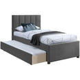 thumbnail image 4 of Pemberly Row Contemporary Gray Linen Textured Fabric Twin Trundle Bed, 4 of 11