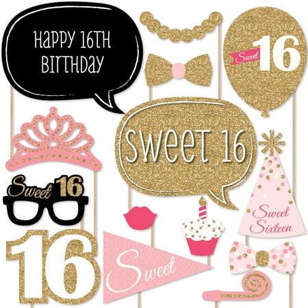 Sweet 16 Birthday - Photo Booth Props Kit - 20 Count