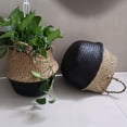 thumbnail image 4 of Maceta tejida de algas marinas, cesta plegable para plantas, cesta con flores, decoración para el hogar, la oficina y el jardín (M27 x 24, base negra), 4 of 5