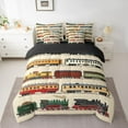 thumbnail image 2 of jejeloiu Train Steam Engine 7-Piece Twin Bedding Sets,Western Train Transportation Bedding Comforter Set,Brown Orange Red Sheet Sets For Teens,Ultra Soft Home Decor Reversible, 2 of 8