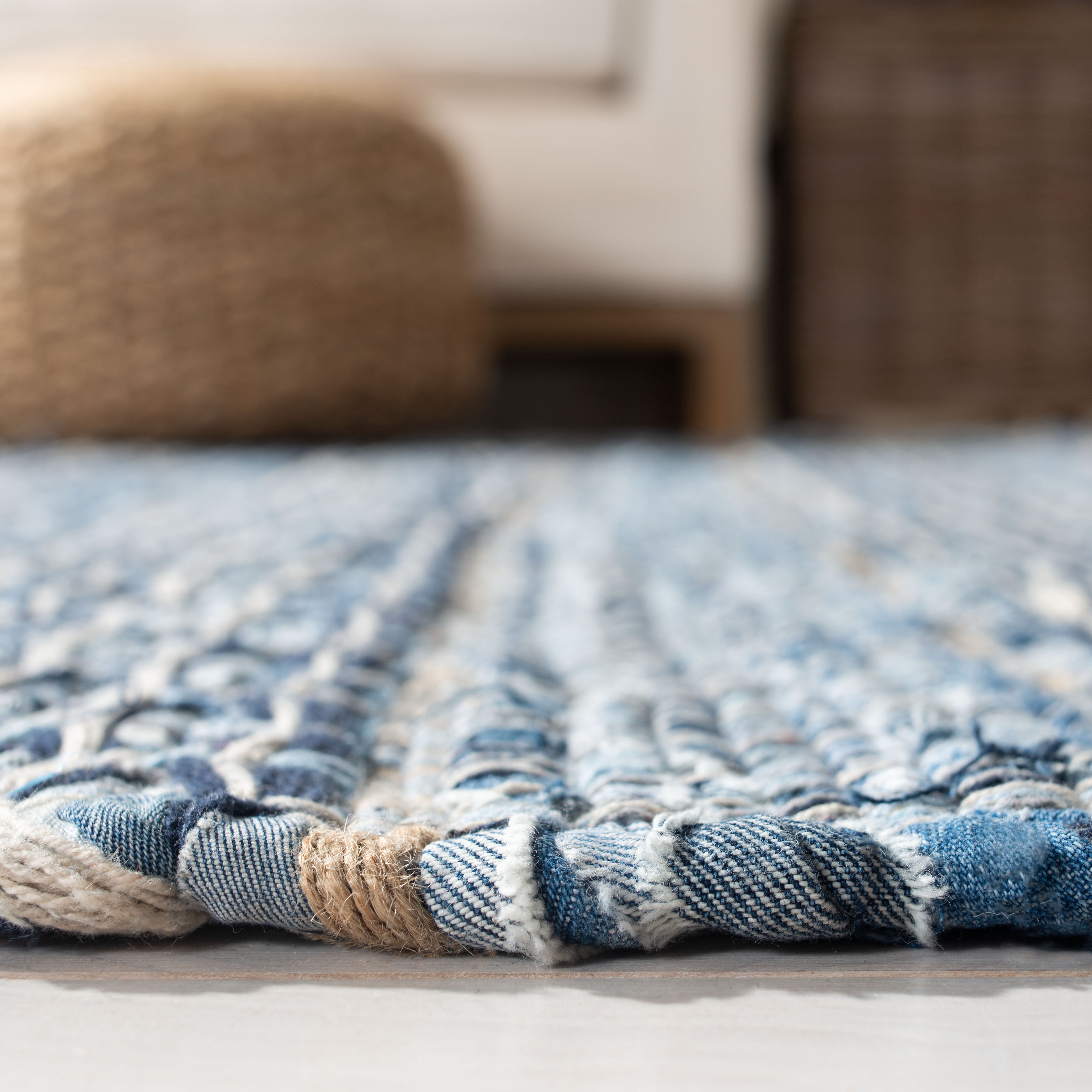 SAFAVIEH Montauk Diana Braided Striped Area Rug, Blue, 8' x 10'