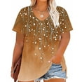 thumbnail image 2 of Otvok Plus Size Tops for Women Summer Tops Loose V-Neck Short Sleeve Sports Base T-Shirt Blouses, 2 of 6
