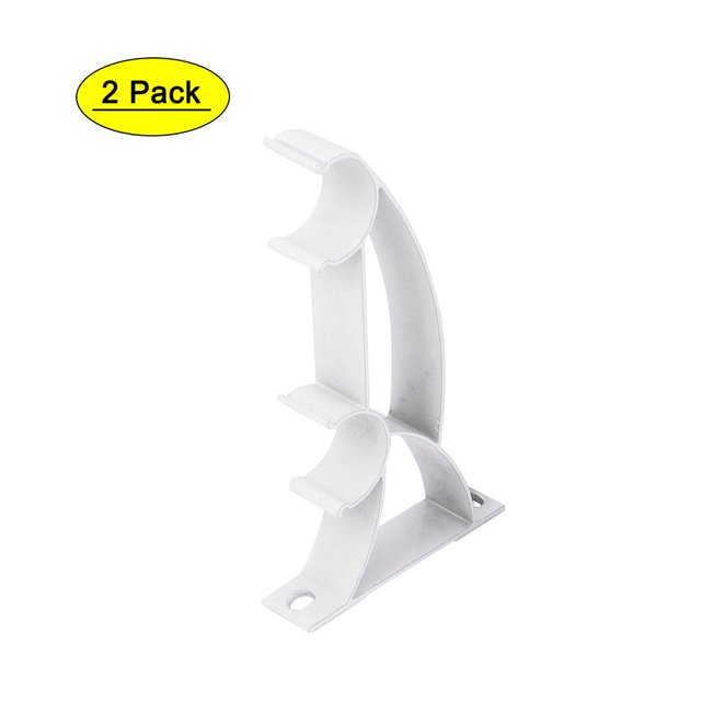 Unique Bargains 2pcs Self Lock Double 1' 25mm Dia Drapery Curtain Rod Pole Wall Bracket White