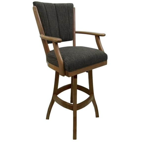 Classic Solid Wood Swivel Counter 26" Bar Stool with Arms