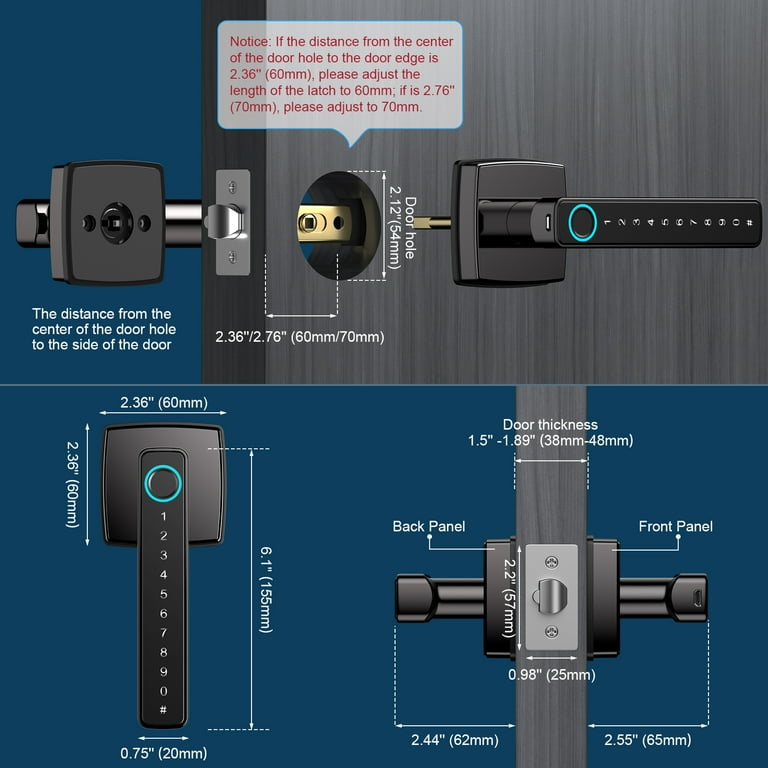 Smart Door Lock, Fingerprint Door Knobs with Keypad, Keyless Entry