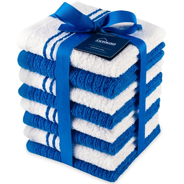 ORMYSA Dish Cloths for Washing Dishes, Pack of 8, 12 x 12 in, Terry