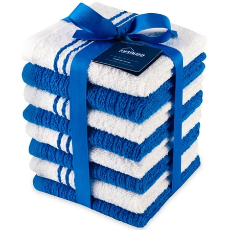

ORMYSA Dish Cloths for Washing Dishes Pack of 8 12 x 12 in Terry Washcloths Blue