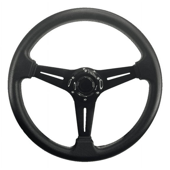 Pactrade Marine Boat Pontoon Non-Magnetic Steering Wheel Aluminum Frame Polyurethane (PU) Sleeves 3 Spokes 13" Diameter Aluminum Hub with 3/4" Tapered Bore Black
