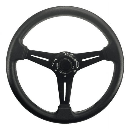 Pactrade Marine Boat Pontoon Non-Magnetic Steering Wheel Aluminum Frame Polyurethane (PU) Sleeves 3 Spokes 13" Diameter Aluminum Hub with 3/4" Tapered Bore Black