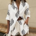 thumbnail image 1 of VISgogo, conjunto de ropa para mujer, patrón de hojas/flores, cuello de solapa, camisa de manga corta con botones, pantalones cortos de cintura elástica a juego VISgogo moda, 1 of 2