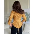 thumbnail image 6 of Women Button Up Shirt Long Sleeve Shirt V Neck Collared Blouse Aesthetic Work Tops Ginger Yellow L, 6 of 7