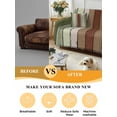 thumbnail image 5 of Sage Green Sofa Covers for 2-3 Cushion Couch L-Shaped Sectional, Farmhouse Wood Grain Vintage Brown Striped Washable Sofa Covers Slipcover for Living Room Furniture, Couch Cover Blanket 71"x134", 5 of 9