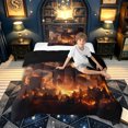 thumbnail image 2 of meiyoeat Ancient Flame Dragon Twin Comforter Sets for Kids Boys Girls, Cartoon Magical Animal Bedding Set, Black Orange, Black Reversible, 2-Piece, 1 Comforter and 1 Pillowcase, 2 of 5