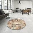 thumbnail image 3 of Ahgly Company Indoor Round Contemporary Orange Salmon Pink Abstract Area Rugs, 8' Round, 3 of 6