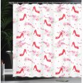 thumbnail image 4 of Ambesonne Fashion Shower Curtain, Fashion High Heels Flowers, 69"Wx84"L, Red White, 4 of 5