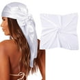 thumbnail image 2 of Large Square Satin Head Scarf Silk Hair Scarf Square Hair Bandanas Large Scarf Sleeping Head Wraps For Women, 2 of 4